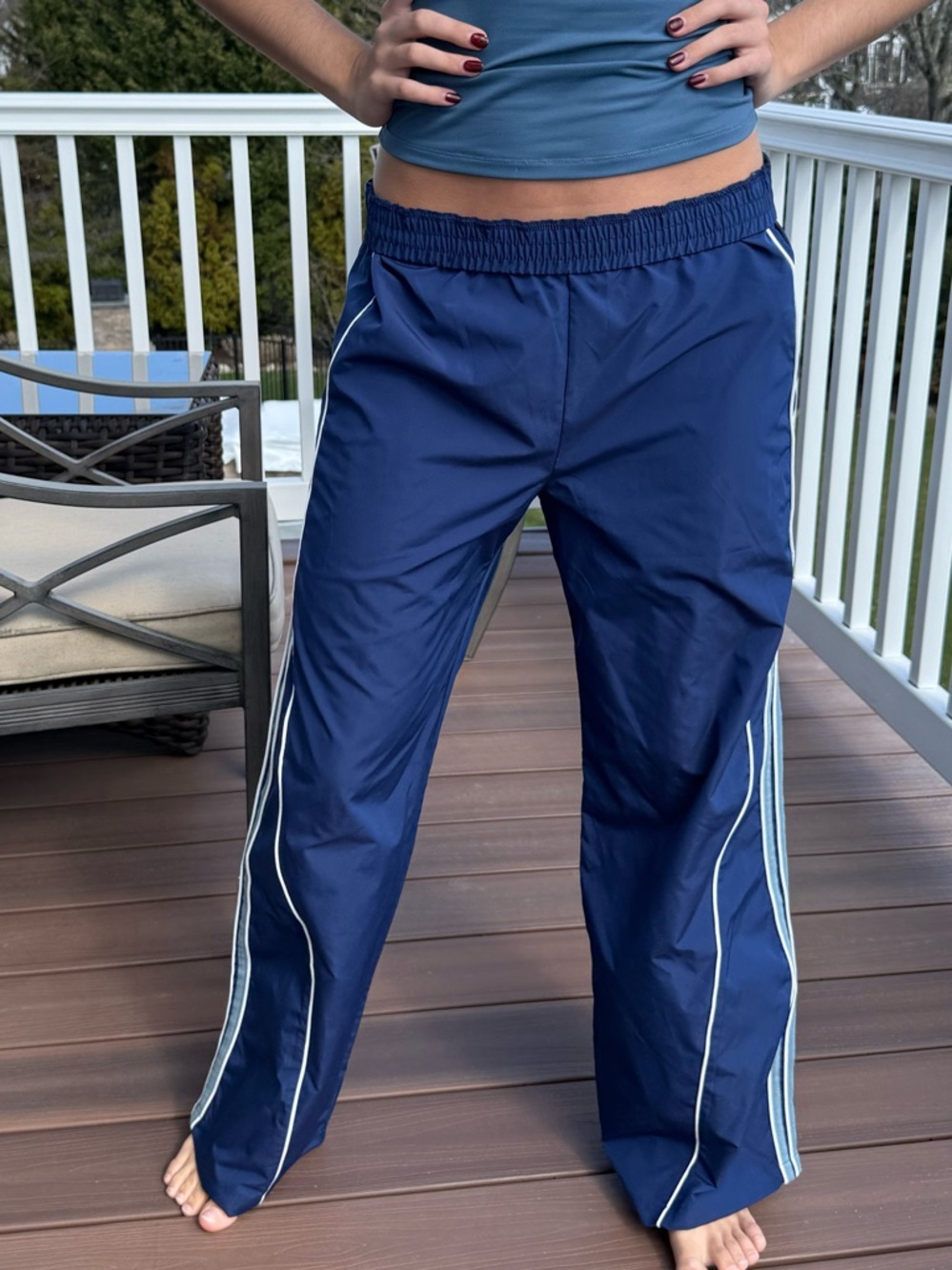 Forever 21 Navy Athletic Track Pants